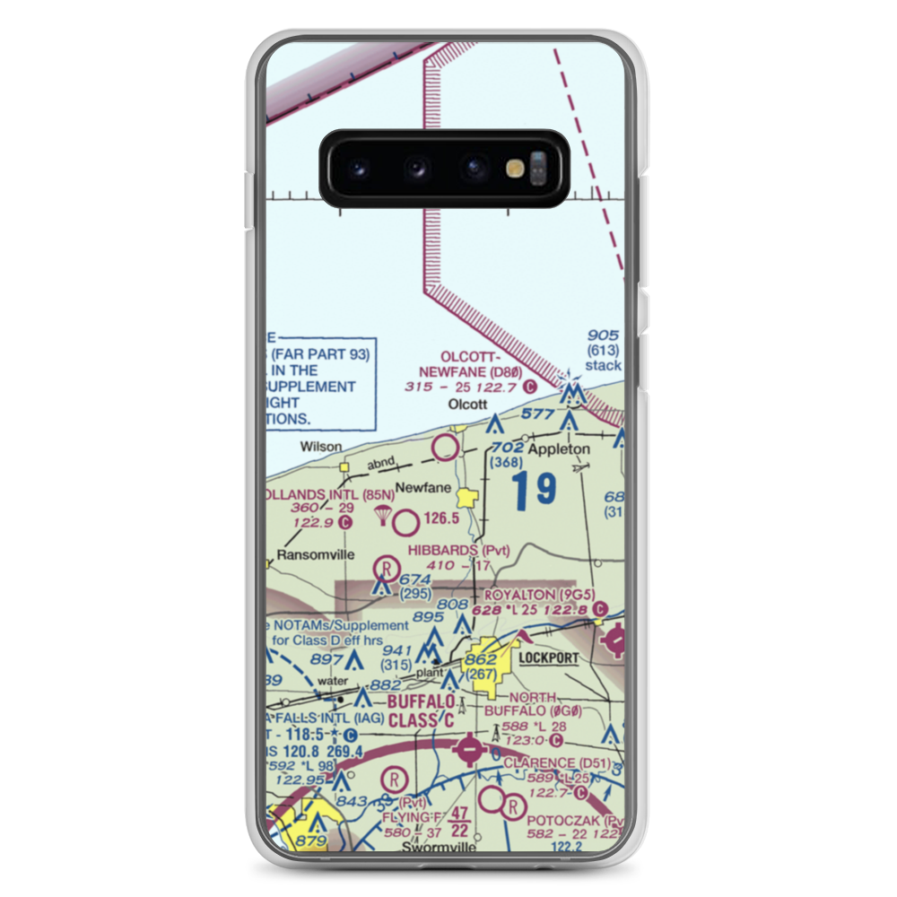 Olcott-Newfane Airport (D80) VFR Sectional Samsung Case Samsung Galaxy S10+ model shown