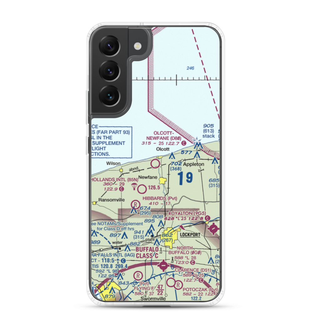 Olcott-Newfane Airport (D80) VFR Sectional Samsung Case Samsung Galaxy S22 Plus model shown
