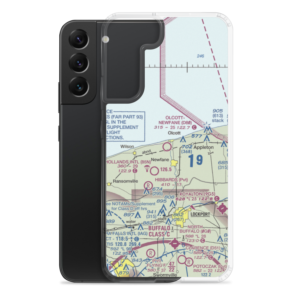 Olcott-Newfane Airport (D80) VFR Sectional Samsung Case Samsung Galaxy S22 Plus model shown