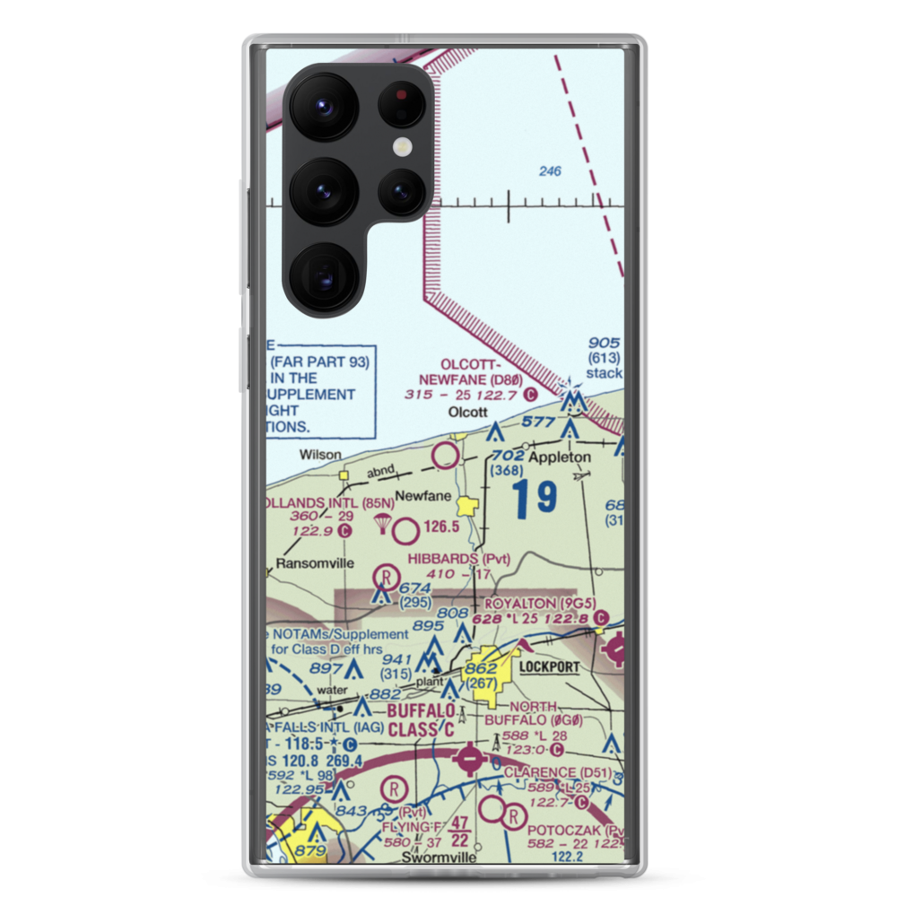 Olcott-Newfane Airport (D80) VFR Sectional Samsung Case Samsung Galaxy S22 Ultra model shown