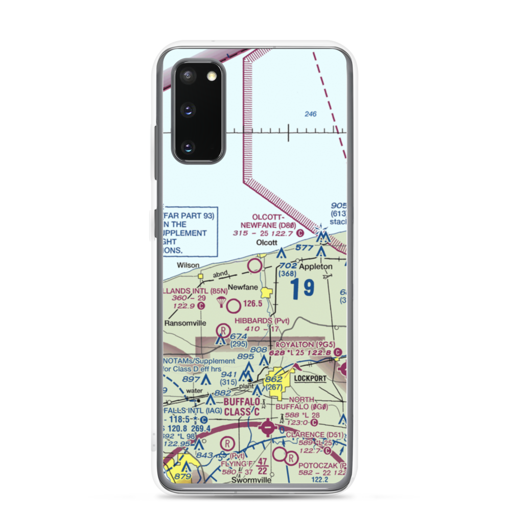 Olcott-Newfane Airport (D80) VFR Sectional Samsung Case Samsung Galaxy S20 model shown