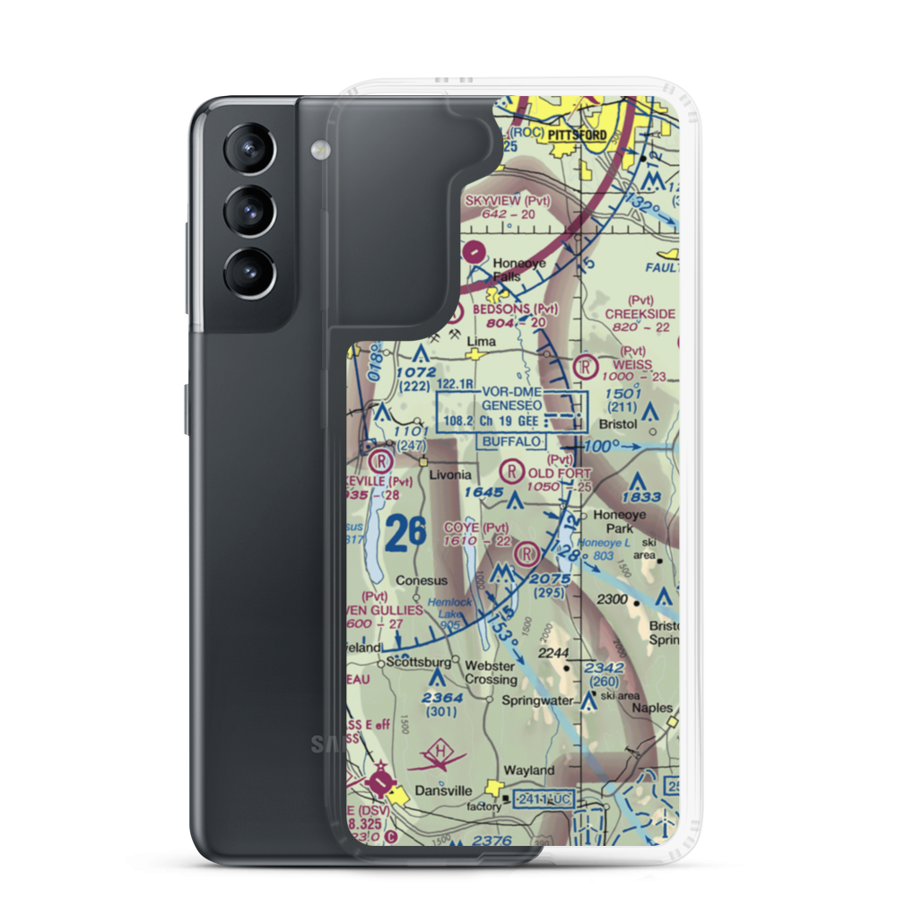 Old Fort Farm Airport (50NY) VFR Sectional Samsung Case Samsung Galaxy S21 model shown
