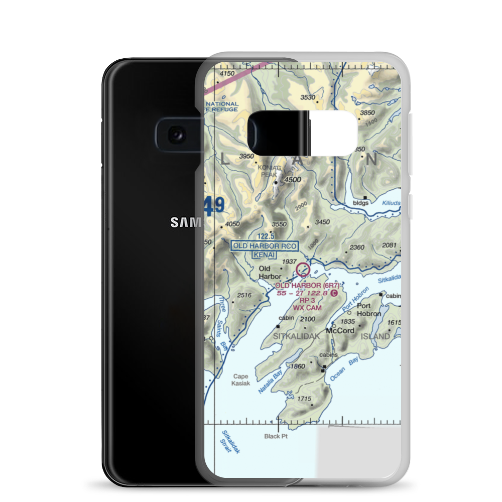 Old Harbor Airport (6R7) VFR Sectional Samsung Case Samsung Galaxy S10e model shown