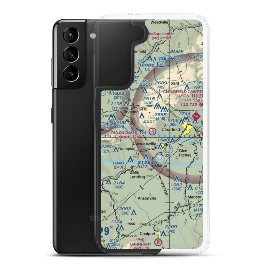 Old Orchard Airport (0PS4) VFR Sectional Samsung Case Samsung Galaxy S21 Plus model shown