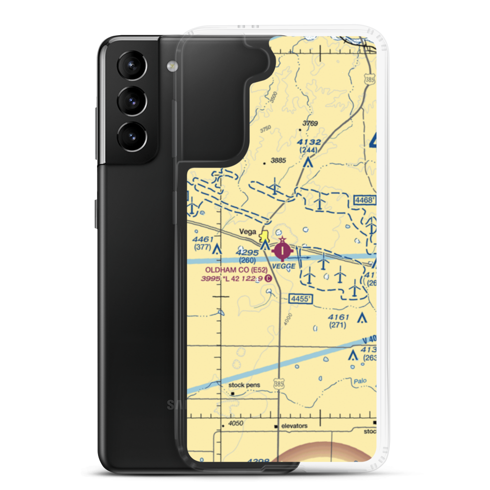 Oldham County Airport (E52) VFR Sectional Samsung Case Samsung Galaxy S21 Plus model shown