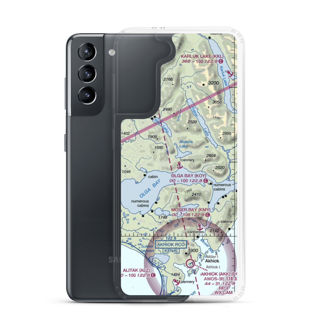 Olga Bay Seaplane Base (KOY) VFR Sectional Samsung Case Samsung Galaxy S21 model shown