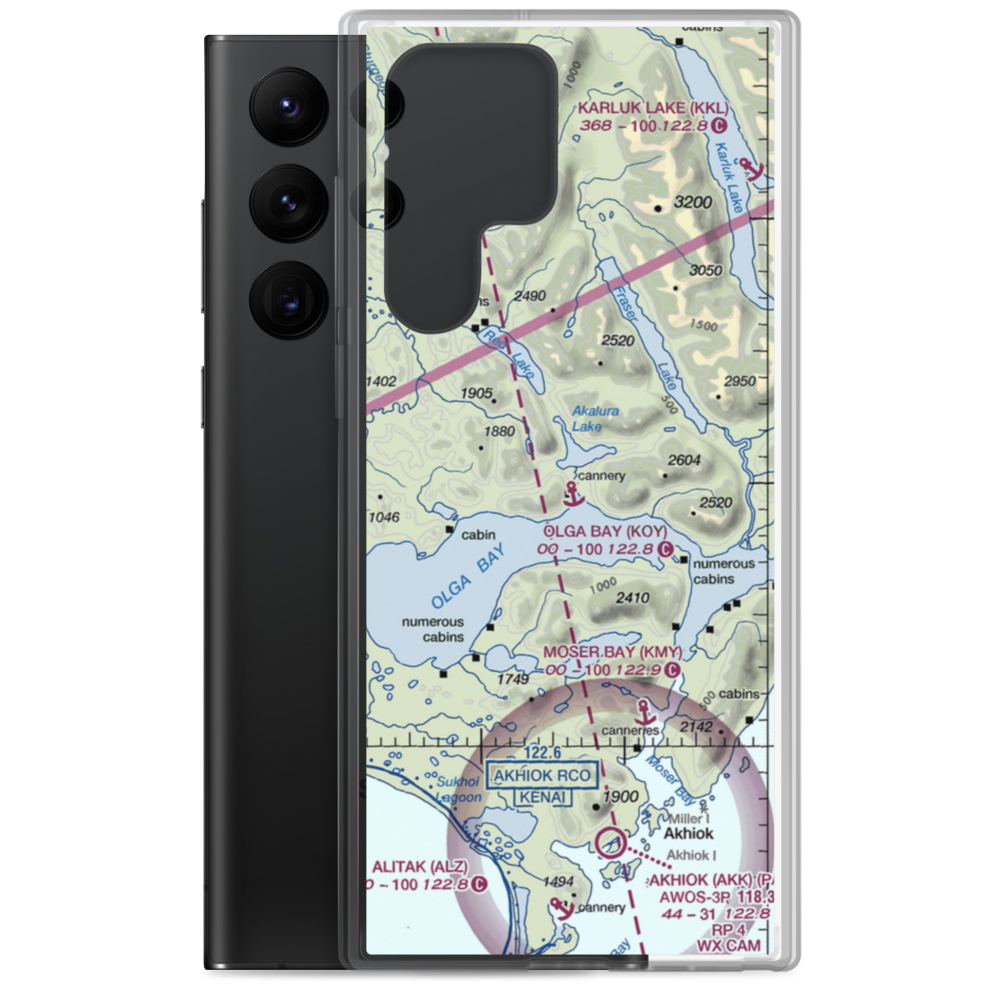 Olga Bay Seaplane Base (KOY) VFR Sectional Samsung Case Samsung Galaxy S22 Ultra model shown