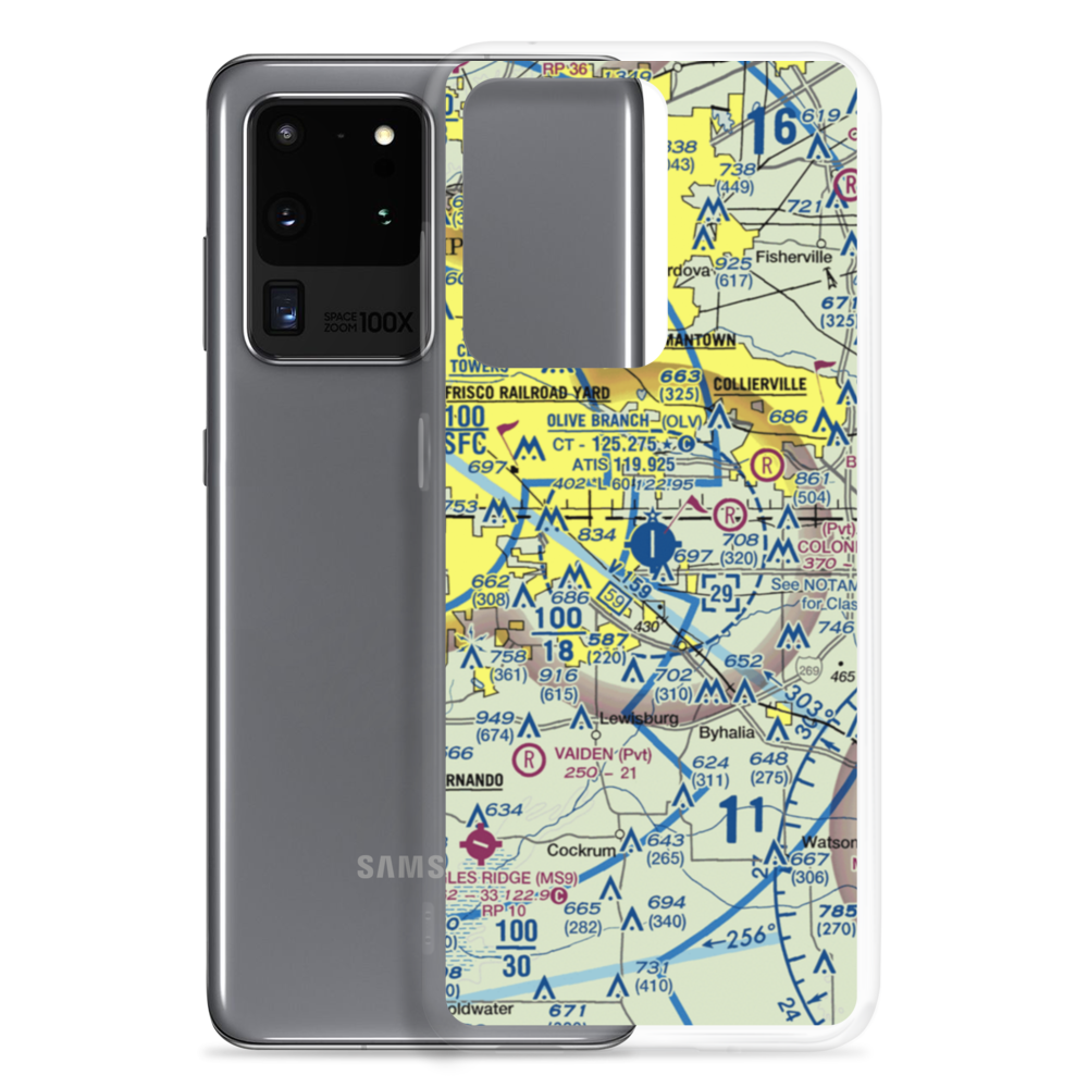 Olive Branch Airport (OLV) VFR Sectional Samsung Case Samsung Galaxy S20 Ultra model shown