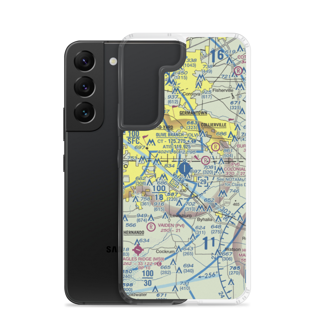 Olive Branch Airport (OLV) VFR Sectional Samsung Case Samsung Galaxy S22 model shown