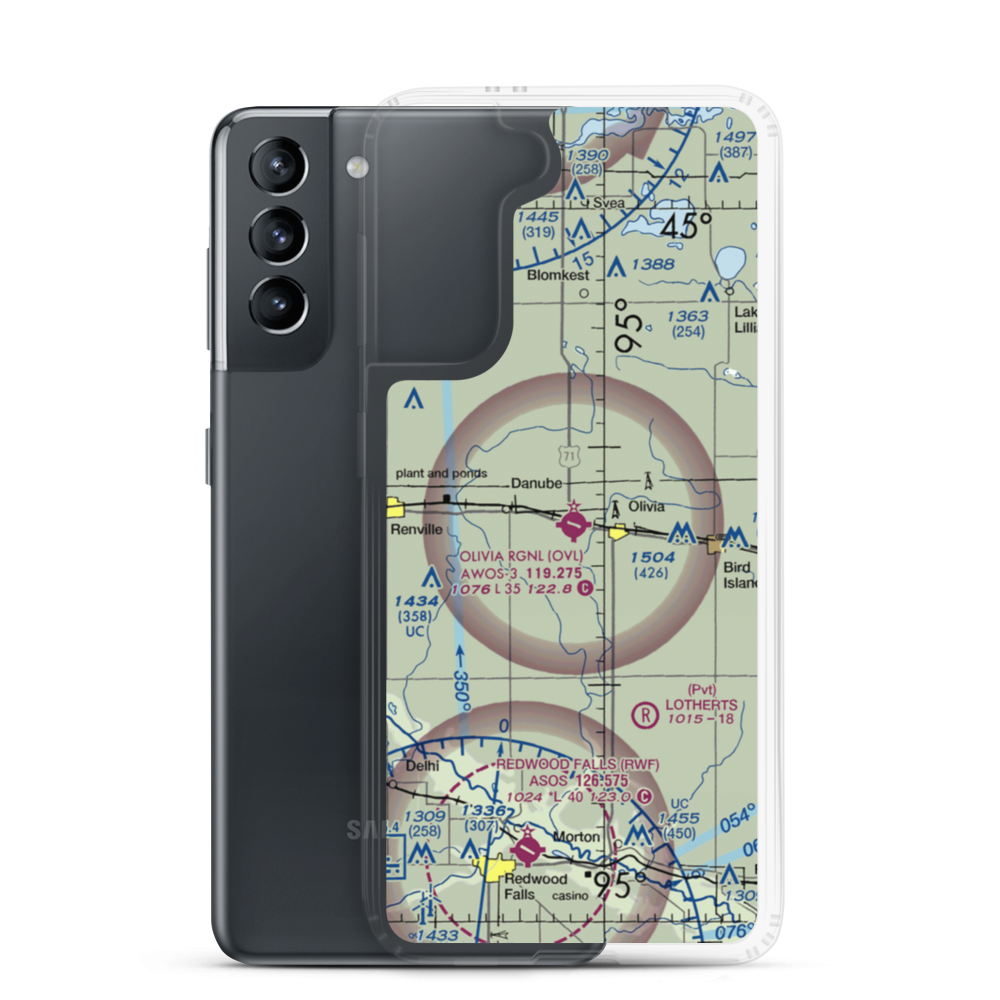 Olivia Regional Airport (OVL) VFR Sectional Samsung Case Samsung Galaxy S21 model shown