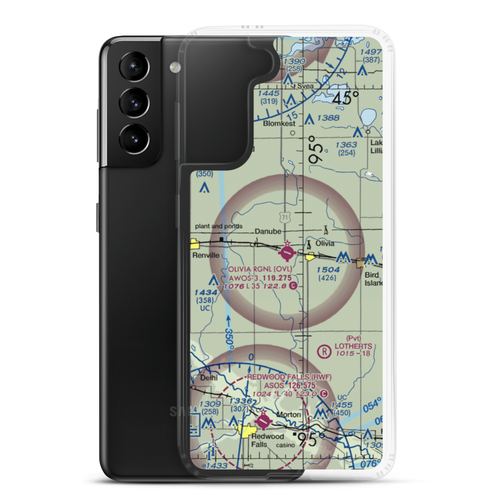 Olivia Regional Airport (OVL) VFR Sectional Samsung Case Samsung Galaxy S21 Plus model shown