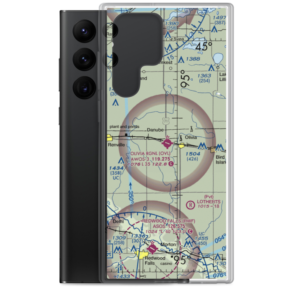 Olivia Regional Airport (OVL) VFR Sectional Samsung Case Samsung Galaxy S22 Ultra model shown