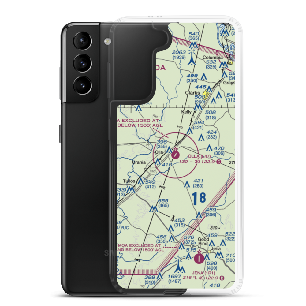 Olla Airport (L47) VFR Sectional Samsung Case Samsung Galaxy S21 Plus model shown