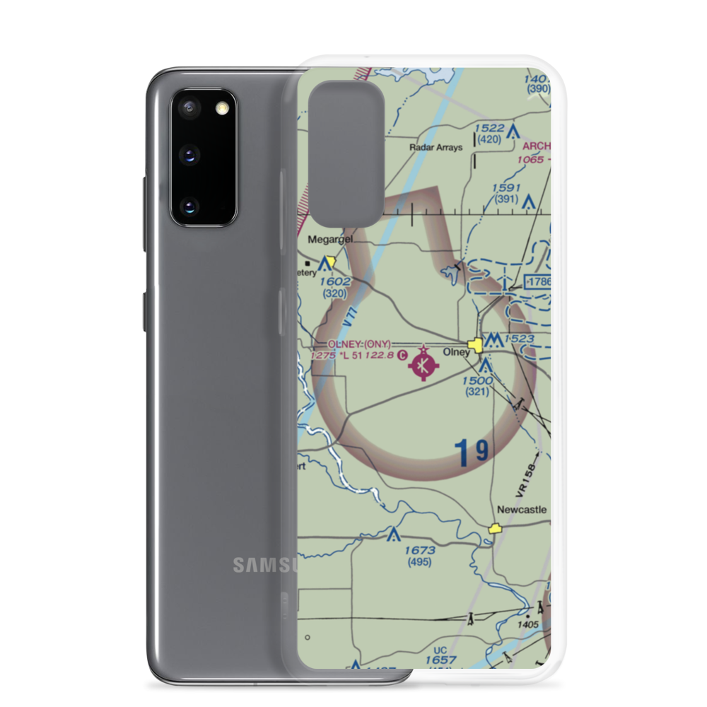 Olney Municipal Airport (ONY) VFR Sectional Samsung Case Samsung Galaxy S20 model shown