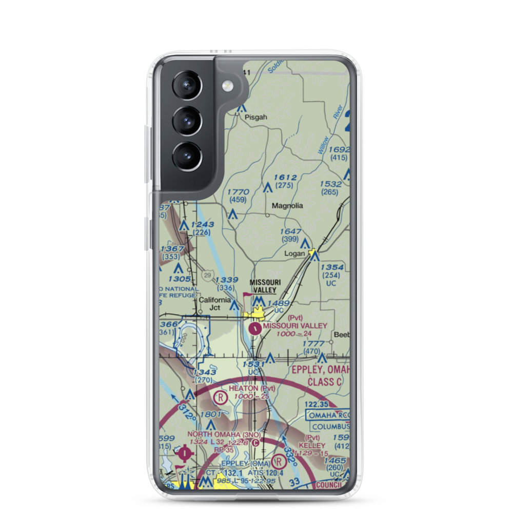 Olsen Airport (IA93) VFR Sectional Samsung Case Samsung Galaxy S21 model shown