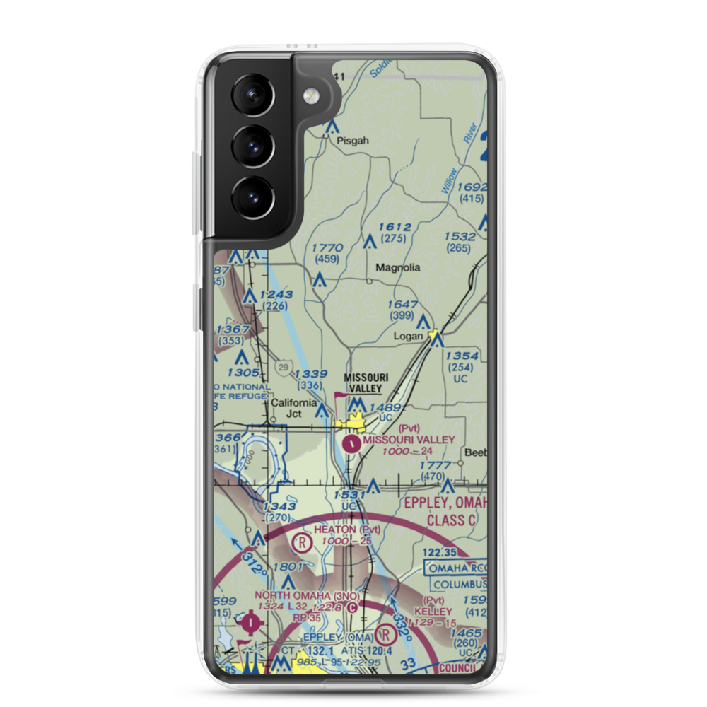 Olsen Airport (IA93) VFR Sectional Samsung Case Samsung Galaxy S21 Plus model shown