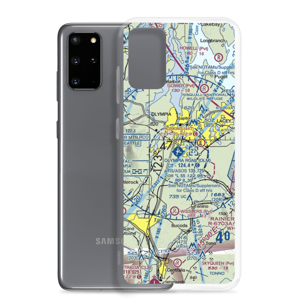 Olympia Regional Airport (OLM) VFR Sectional Samsung Case Samsung Galaxy S20 Plus model shown