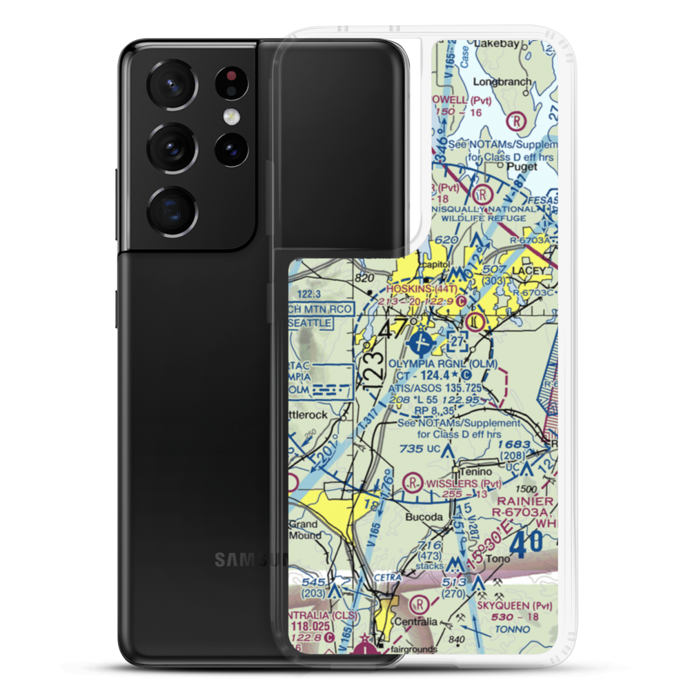 Olympia Regional Airport (OLM) VFR Sectional Samsung Case Samsung Galaxy S21 Ultra model shown