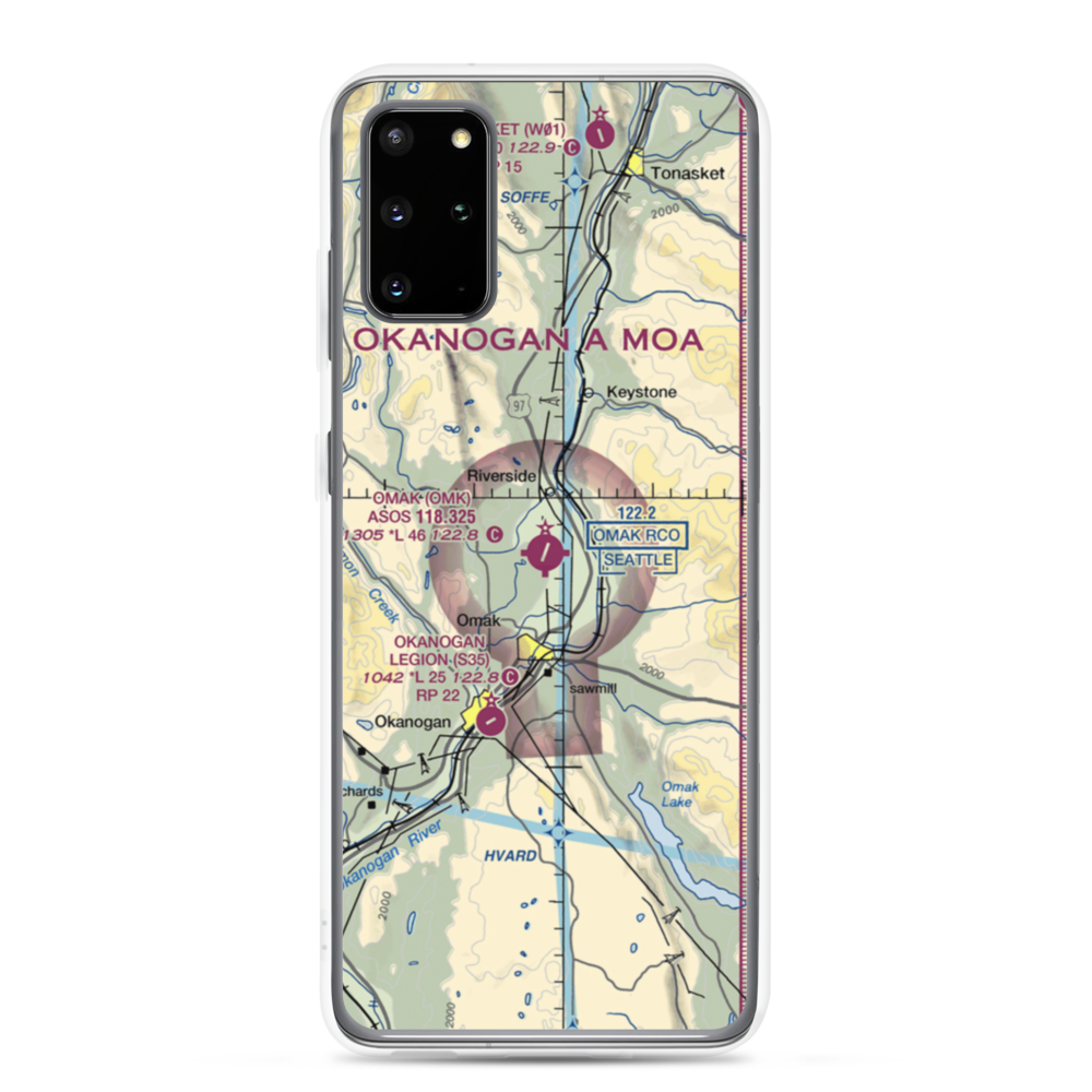 Omak Airport (OMK) VFR Sectional Samsung Case Samsung Galaxy S20 Plus model shown