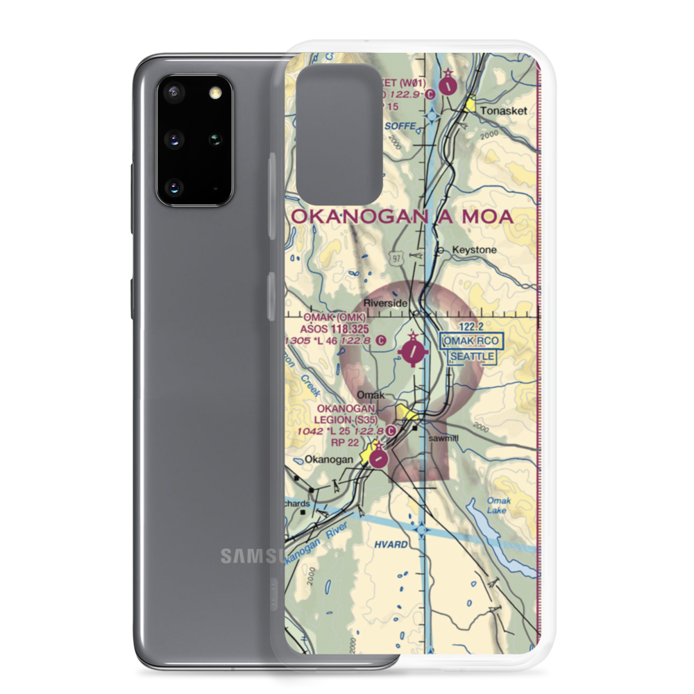 Omak Airport (OMK) VFR Sectional Samsung Case Samsung Galaxy S20 Plus model shown