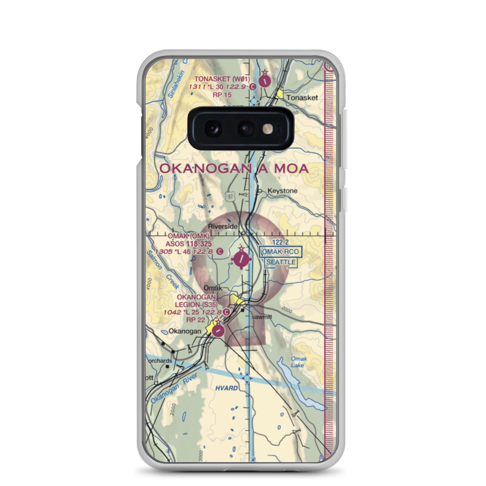 Omak Airport (OMK) VFR Sectional Samsung Case Samsung Galaxy S10e model shown