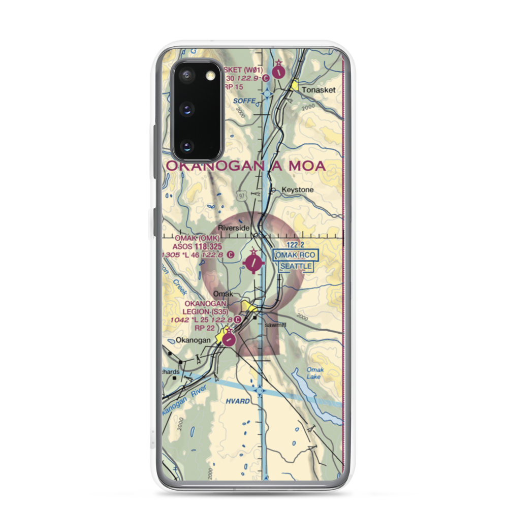 Omak Airport (OMK) VFR Sectional Samsung Case Samsung Galaxy S20 model shown