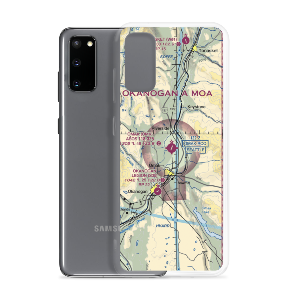Omak Airport (OMK) VFR Sectional Samsung Case Samsung Galaxy S20 model shown