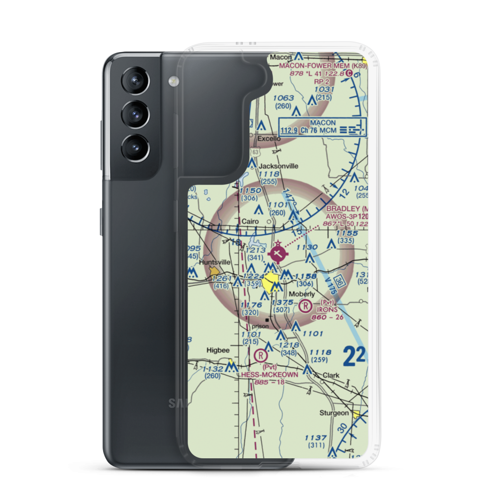 Omar N Bradley Airport (MBY) VFR Sectional Samsung Case Samsung Galaxy S21 model shown