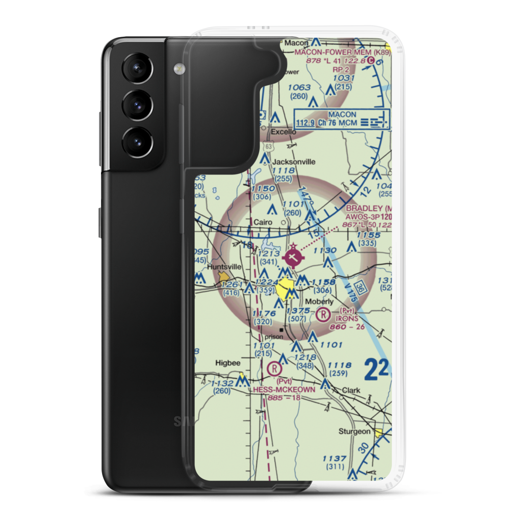 Omar N Bradley Airport (MBY) VFR Sectional Samsung Case Samsung Galaxy S21 Plus model shown