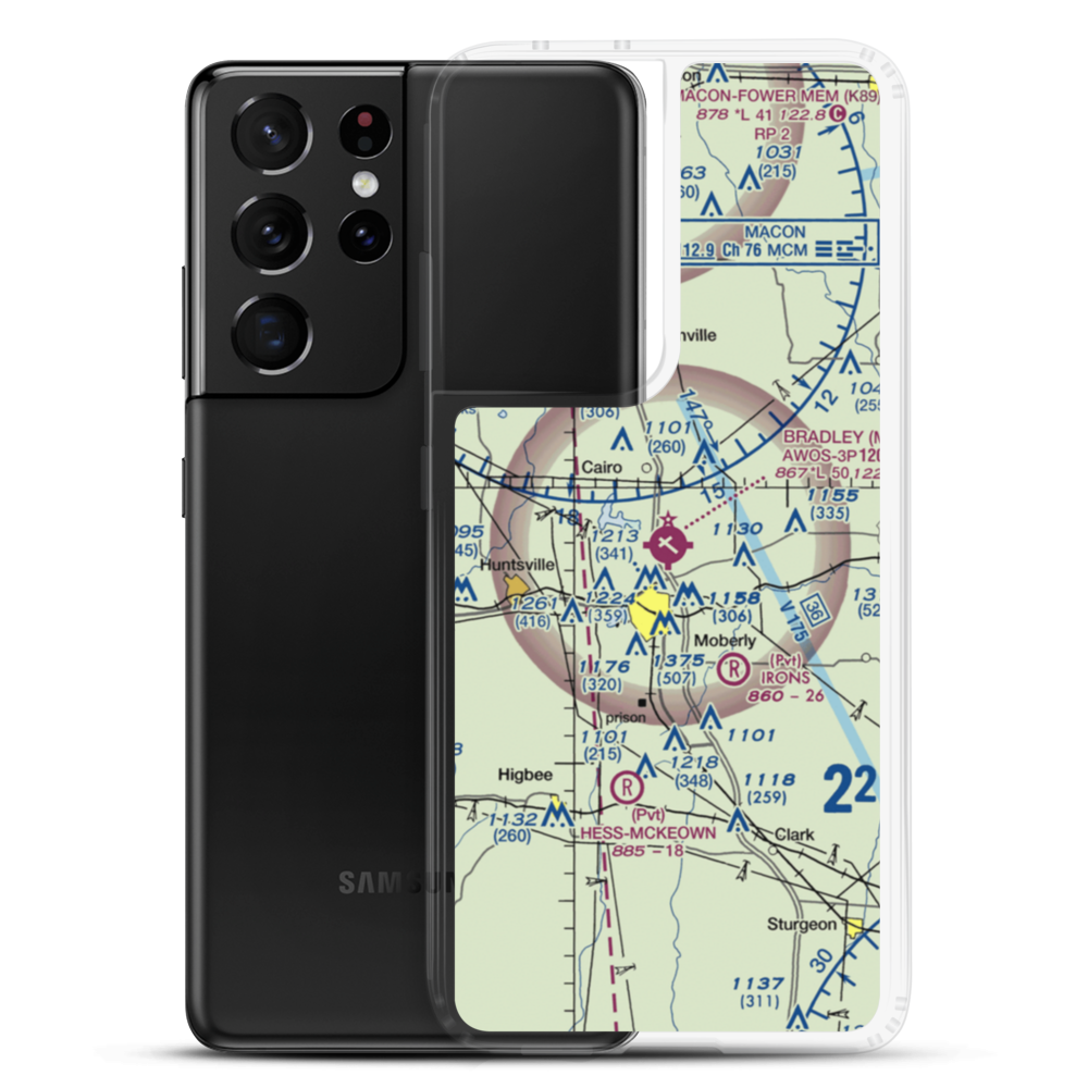 Omar N Bradley Airport (MBY) VFR Sectional Samsung Case Samsung Galaxy S21 Ultra model shown