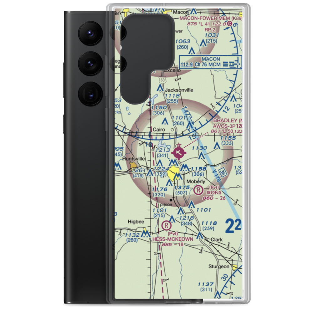 Omar N Bradley Airport (MBY) VFR Sectional Samsung Case Samsung Galaxy S22 Ultra model shown