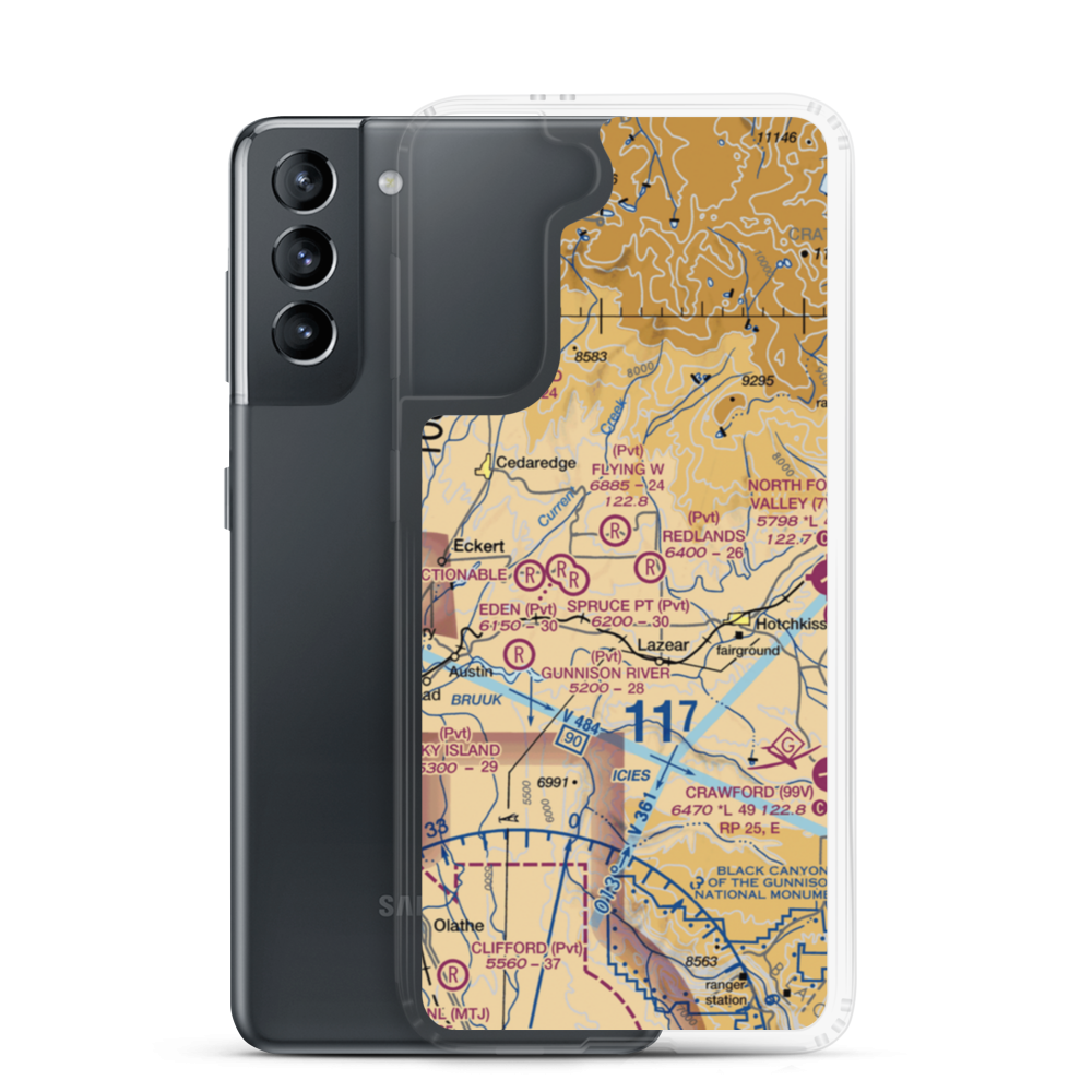 Omega 1 STOLport (12CO) VFR Sectional Samsung Case Samsung Galaxy S21 model shown
