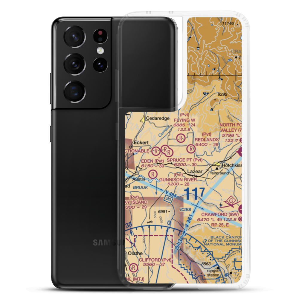 Omega 1 STOLport (12CO) VFR Sectional Samsung Case Samsung Galaxy S21 Ultra model shown