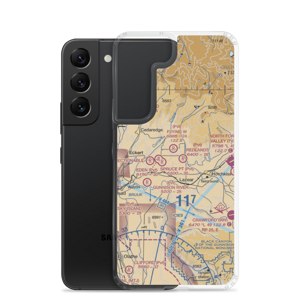 Omega 1 STOLport (12CO) VFR Sectional Samsung Case Samsung Galaxy S22 model shown