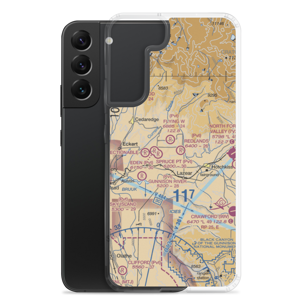 Omega 1 STOLport (12CO) VFR Sectional Samsung Case Samsung Galaxy S22 Plus model shown