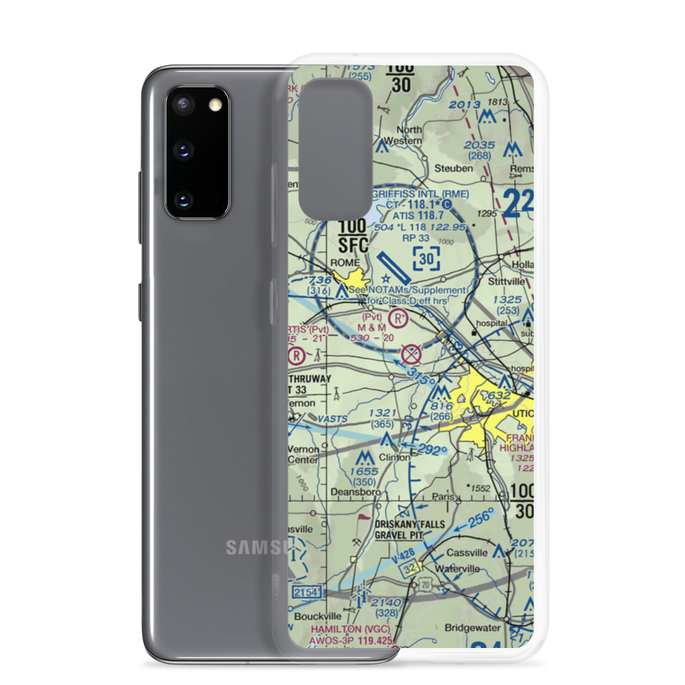 Oneida County Airport (UCA) VFR Sectional Samsung Case Samsung Galaxy S20 model shown