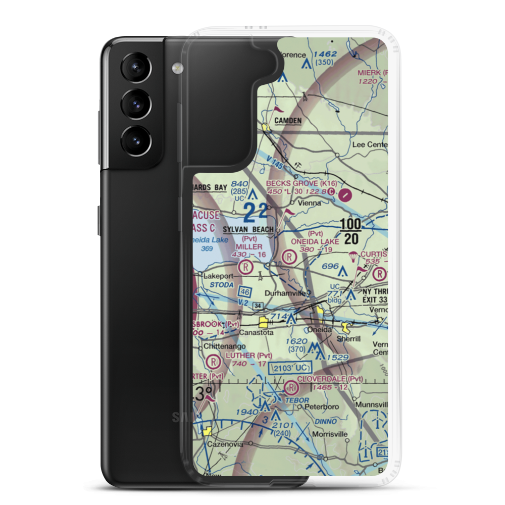 Oneida Lake Strip Airport (8NY7) VFR Sectional Samsung Case Samsung Galaxy S21 Plus model shown
