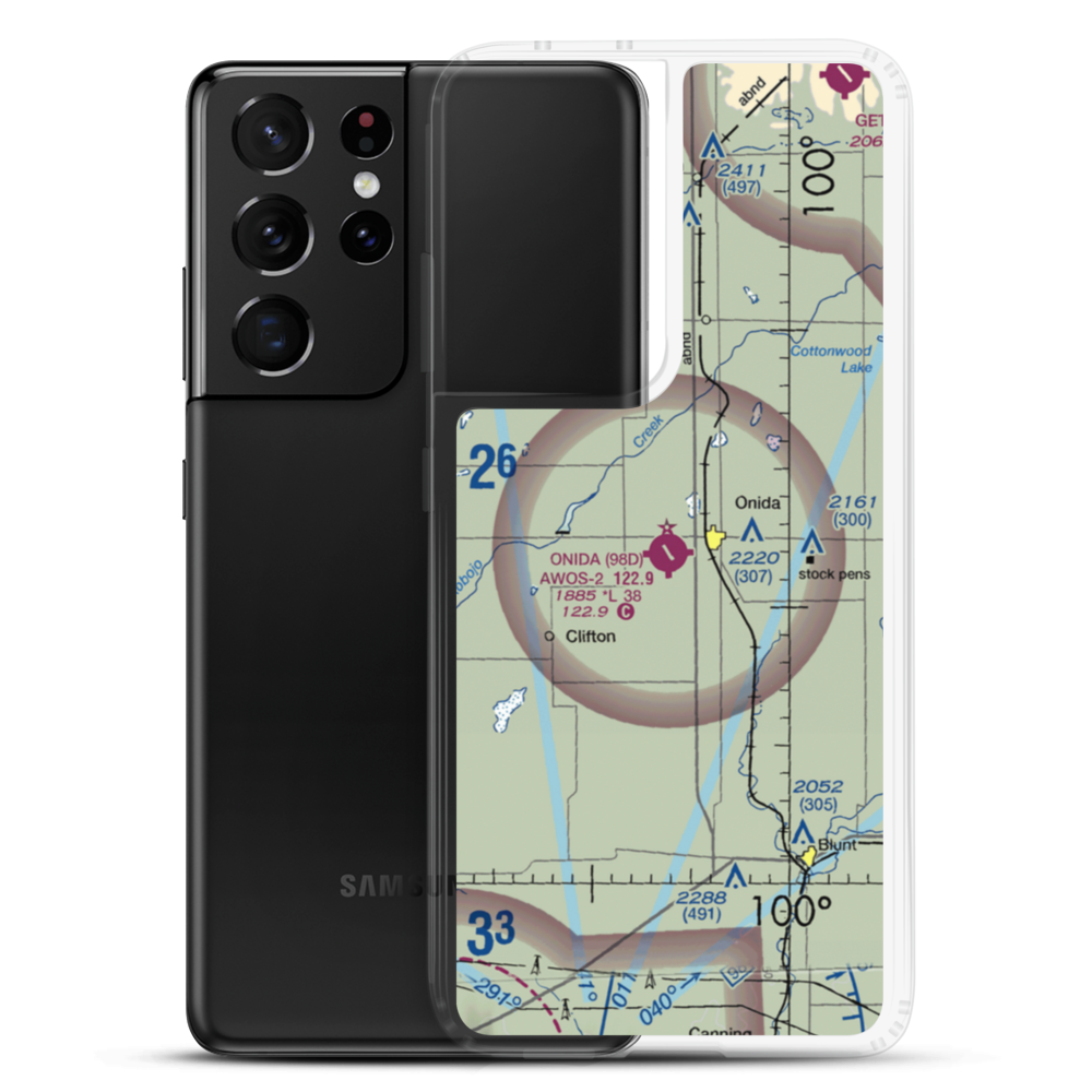 Onida Municipal Airport (98D) VFR Sectional Samsung Case Samsung Galaxy S21 Ultra model shown