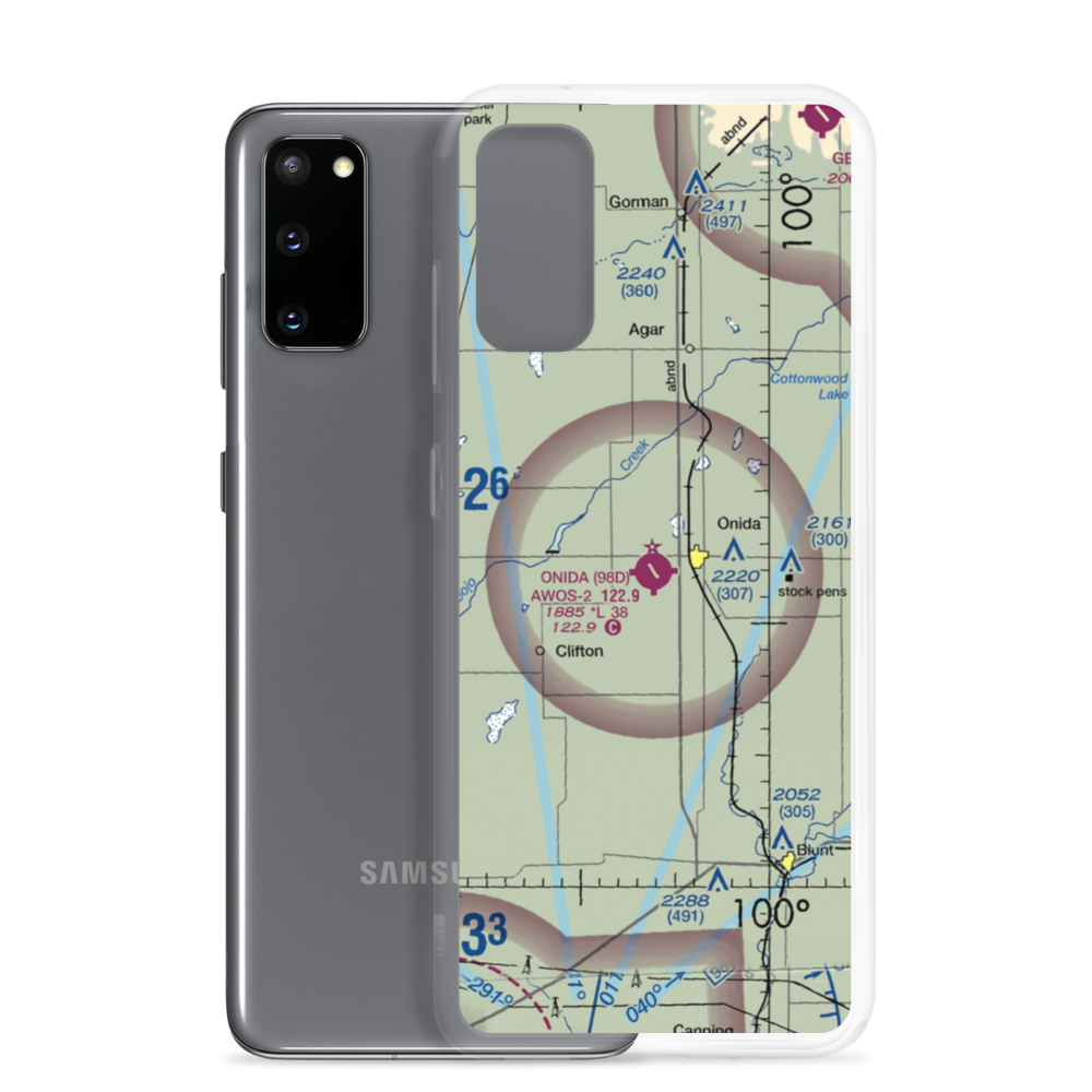 Onida Municipal Airport (98D) VFR Sectional Samsung Case Samsung Galaxy S20 model shown