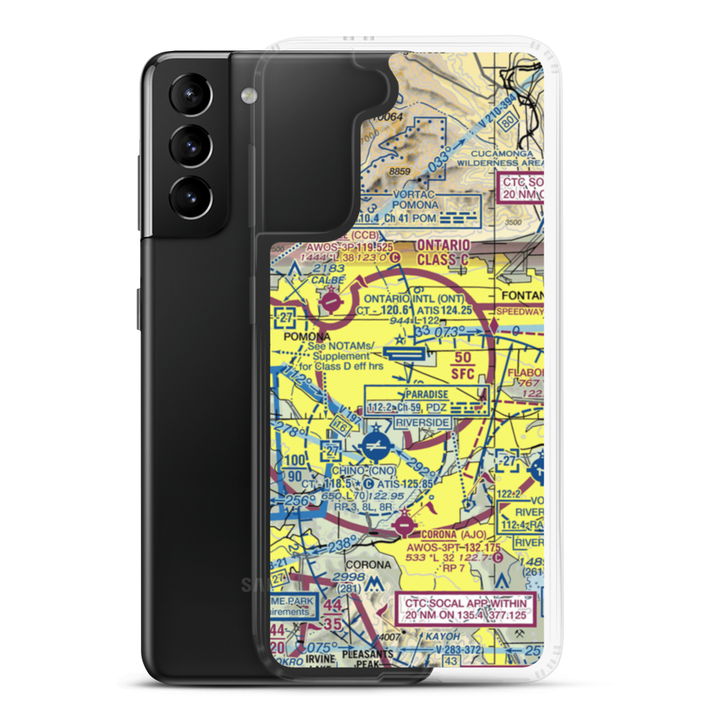 Ontario International Airport (ONT) VFR Sectional Samsung Case Samsung Galaxy S21 Plus model shown