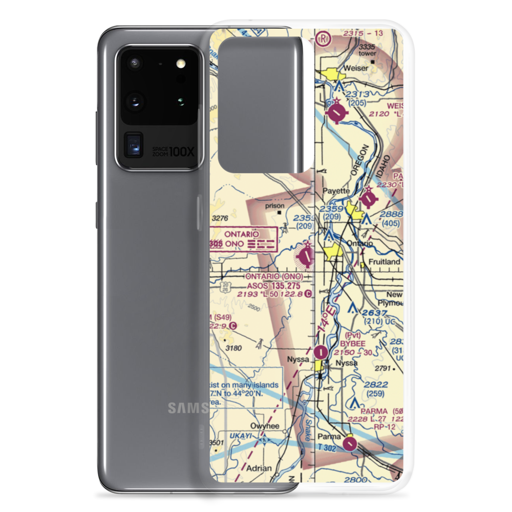 Ontario Municipal Airport (ONO) VFR Sectional Samsung Case Samsung Galaxy S20 Ultra model shown