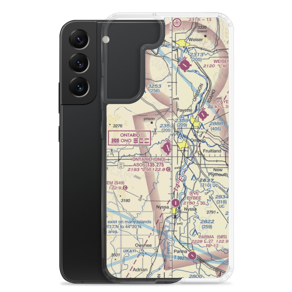 Ontario Municipal Airport (ONO) VFR Sectional Samsung Case Samsung Galaxy S22 Plus model shown