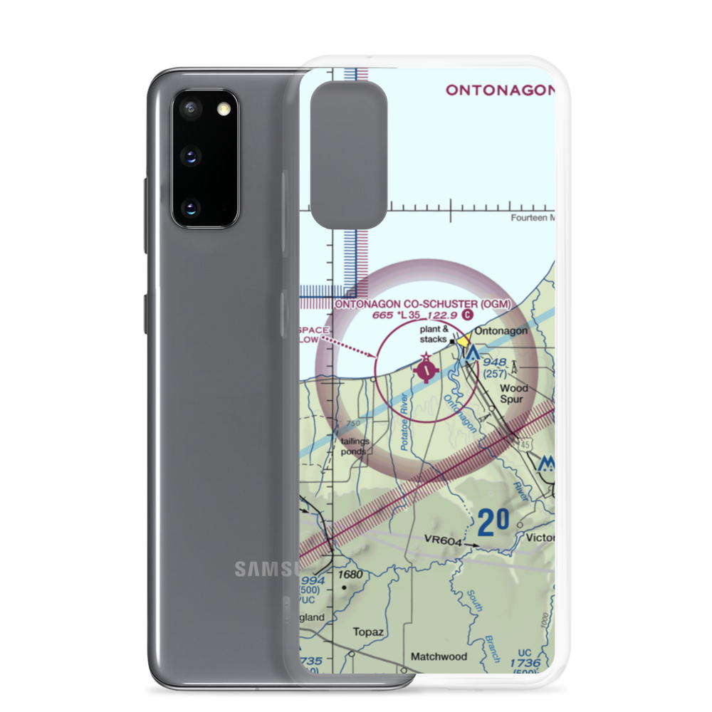 Ontonagon County Schuster Field (OGM) VFR Sectional Samsung Case Samsung Galaxy S20 model shown