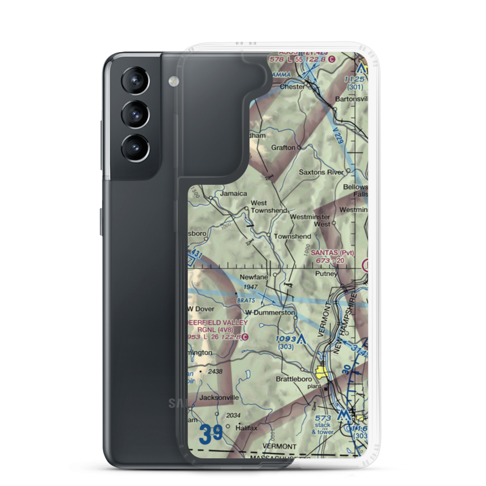 Onyon Airport (VT43) VFR Sectional Samsung Case Samsung Galaxy S21 model shown