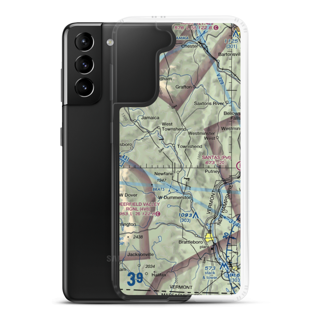 Onyon Airport (VT43) VFR Sectional Samsung Case Samsung Galaxy S21 Plus model shown