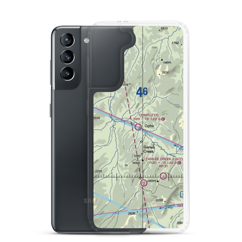 Ophir Airport (Z17) VFR Sectional Samsung Case Samsung Galaxy S21 model shown