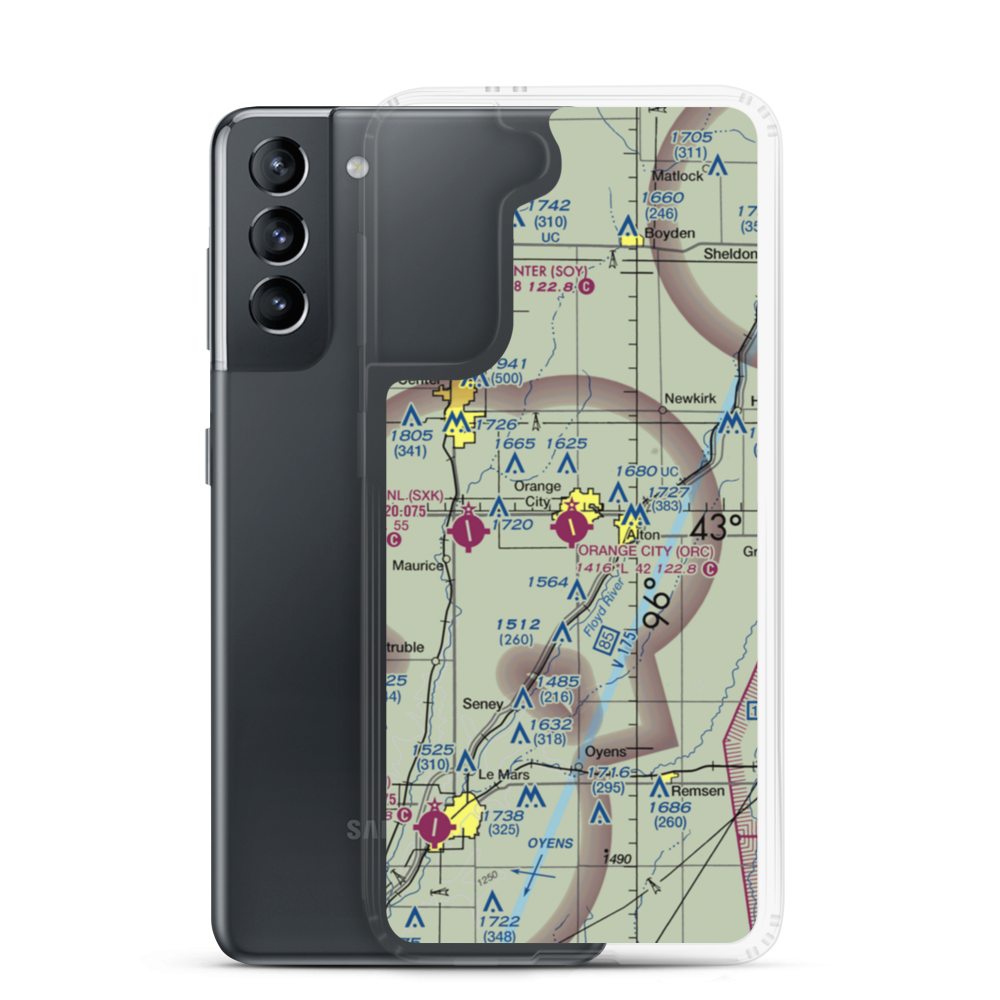 Orange City Municipal Airport (ORC) VFR Sectional Samsung Case Samsung Galaxy S21 model shown