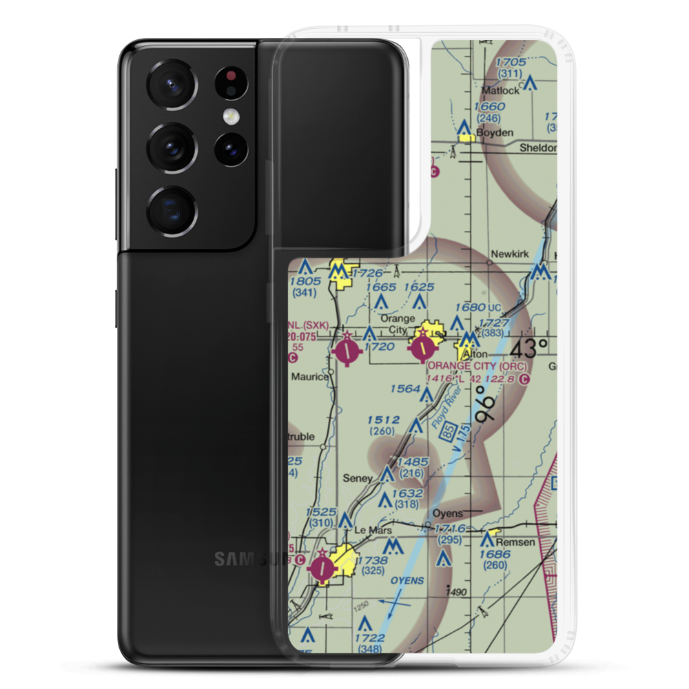 Orange City Municipal Airport (ORC) VFR Sectional Samsung Case Samsung Galaxy S21 Ultra model shown
