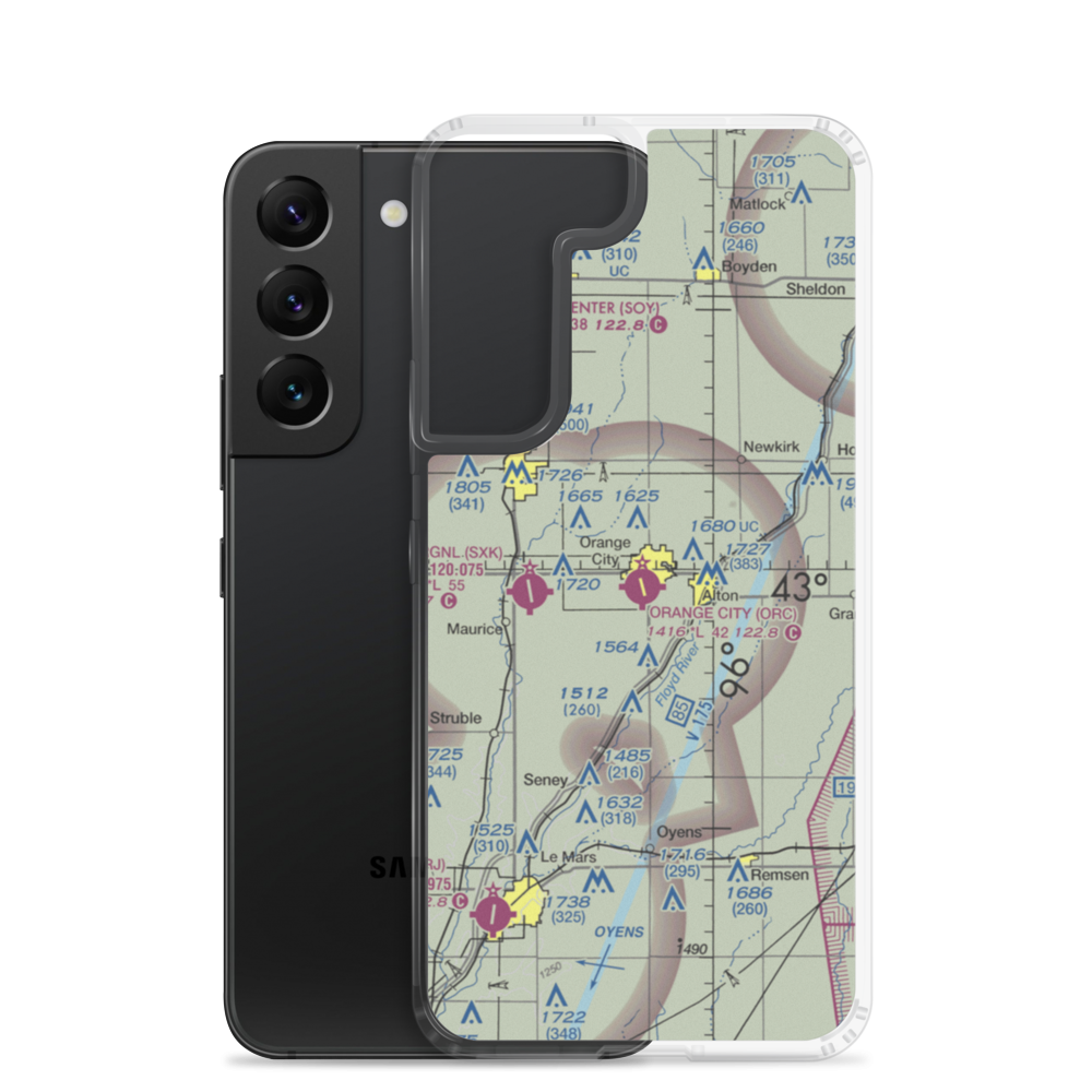 Orange City Municipal Airport (ORC) VFR Sectional Samsung Case Samsung Galaxy S22 model shown