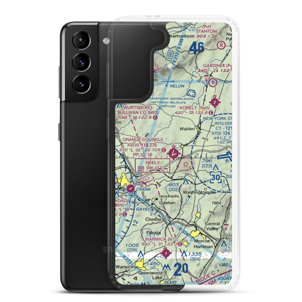 Orange County Airport (MGJ) VFR Sectional Samsung Case Samsung Galaxy S21 Plus model shown